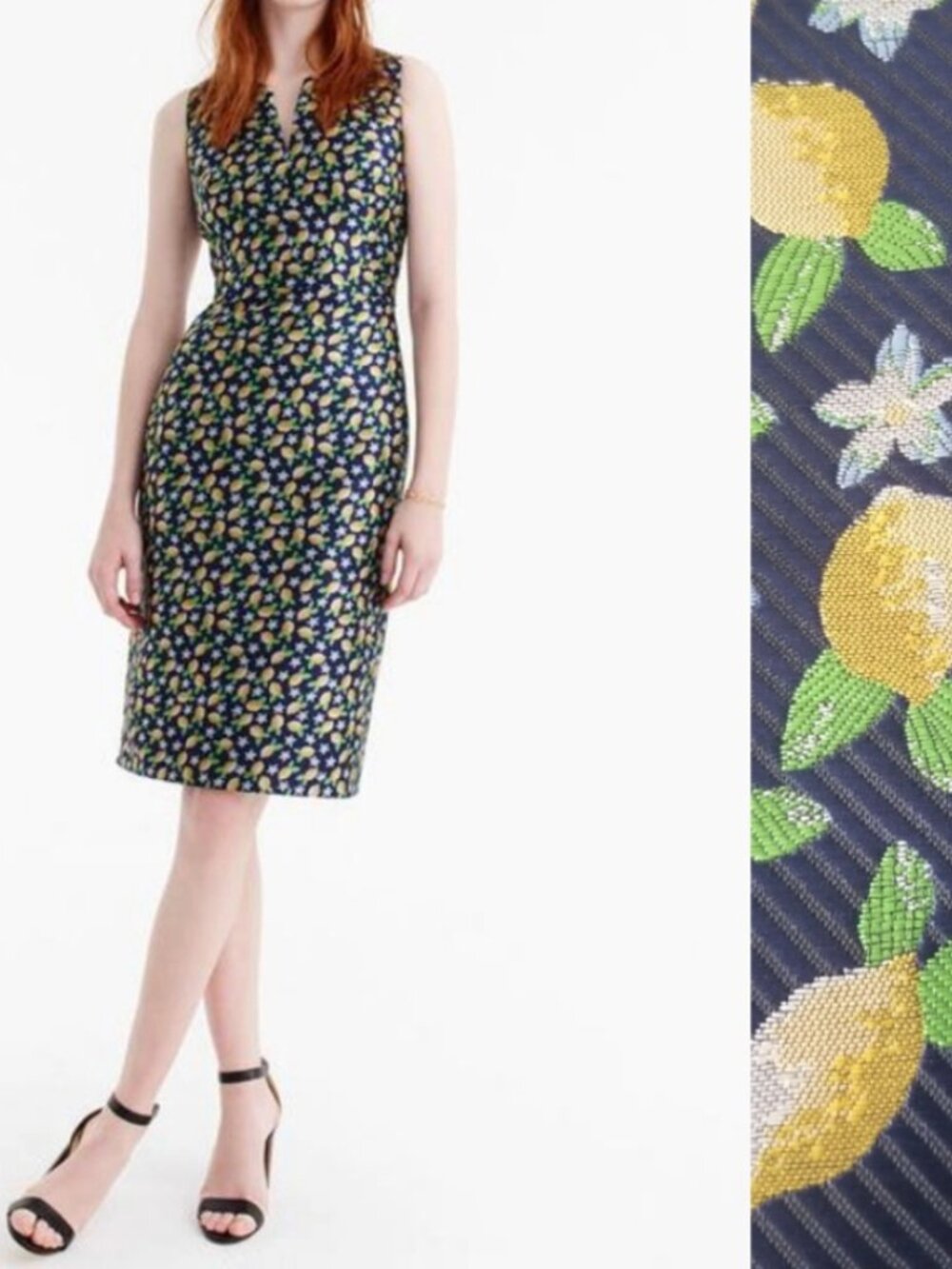 NWT J. Crew | Lemon Print Jacquard Sleeveless Sheath Dress | Size 2